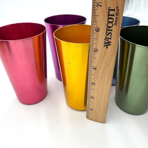 Set Of 5 Anodized Aluminum Tumblers - Multi Colored Cups Retro vintage vibe - Picture 9 of 11